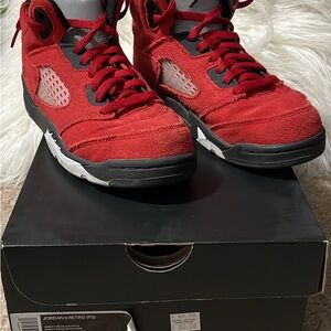 Kids Red Air Jordan Retro 5 Sneakers